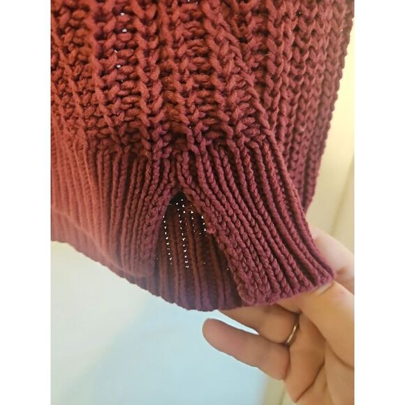 LARGE Nautica Womens Ladies Maroon Long Sleeve Cable Knit Sweater - Picture 2 of 11